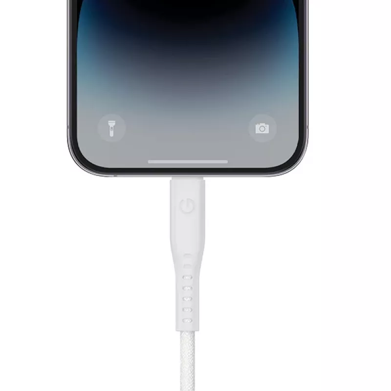 ENERGEA Flow USB-C - Lightning -kaapeli 1,5m valkoinen 60W 3A PD pikalataus MFi