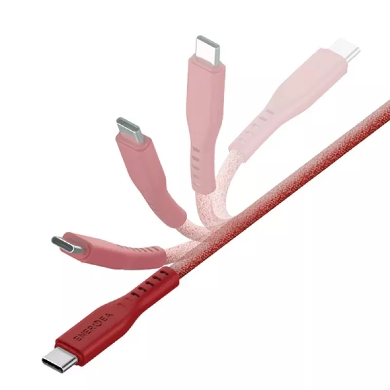 ENERGEA Flow USB-C - USB-C -kaapeli 1,5m punainen 240W 5A PD pikalataus
