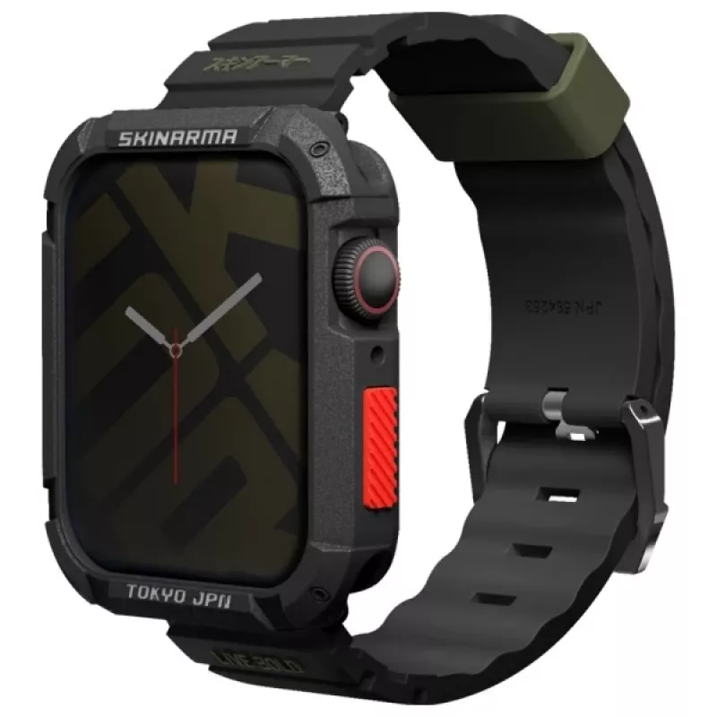 Skinarma Shokku Apple Watch -ranneke 45/44/42mm musta