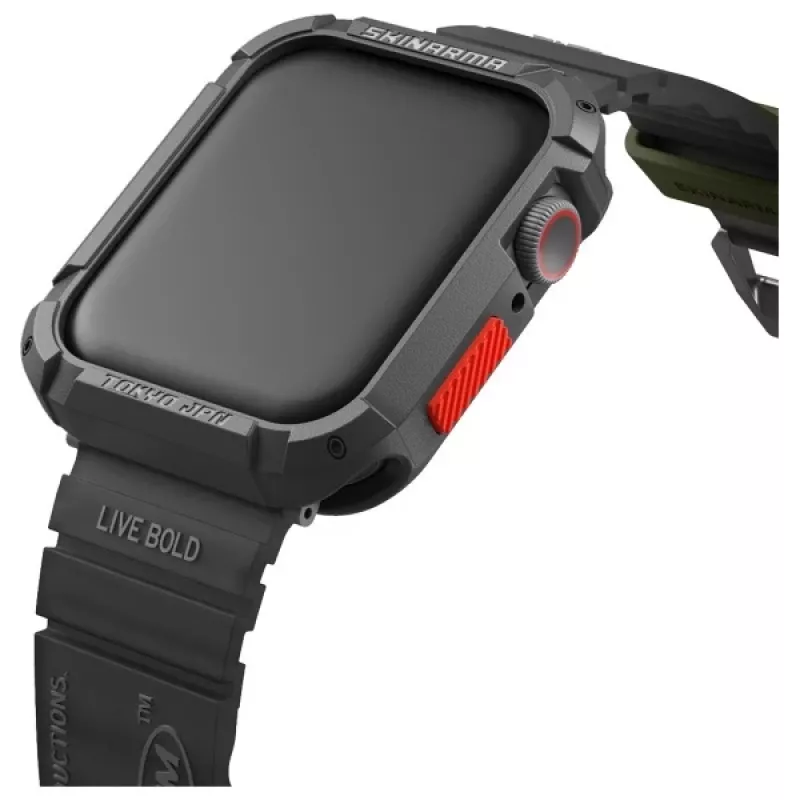 Skinarma Shokku Apple Watch -ranneke 45/44/42mm musta