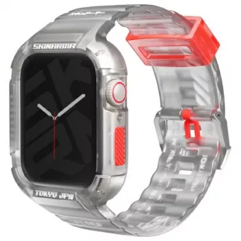 SKINARMA Saido 2-in-1 kotelo ja ranneke Apple Watch 45/44 mm, kirkas/läpinäkyvä
