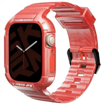 Skinarma Saido 2-in-1 ranneke ja suojakotelo Apple Watch 45/44 mm punainen