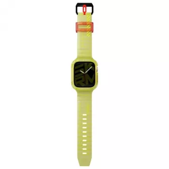 Skinarma Saido 2-in-1 Apple Watch -ranneke ja kotelo 45/44 mm neonkeltainen