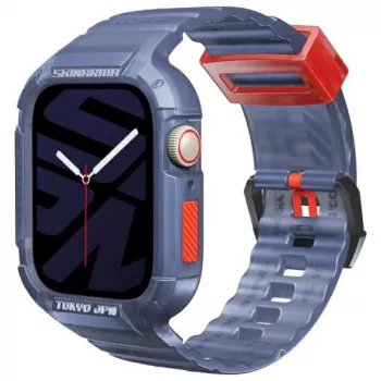 Skinarma Saido 2-in-1 kotelo integroidulla rannekkeella Apple Watch 45/44 mm tummansininen