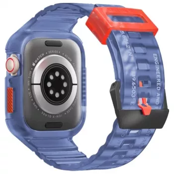 Skinarma Saido 2-in-1 kotelo integroidulla rannekkeella Apple Watch 45/44 mm tummansininen