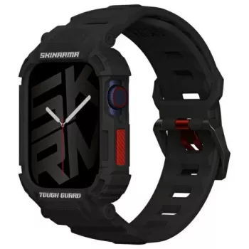 SKINARMA Mecha 2-in-1 ranneke ja kotelo Apple Watch 45/44 mm musta