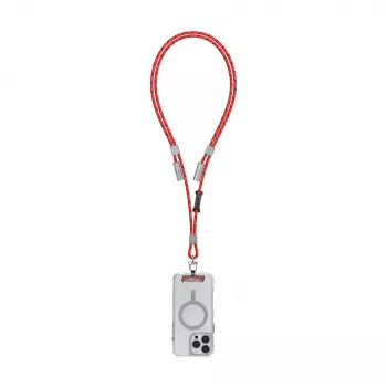 Skinarma Dyno Ve 2-in-1 puhelimen kaularihma ja USB-C-latauskaapeli, 30 cm, punainen