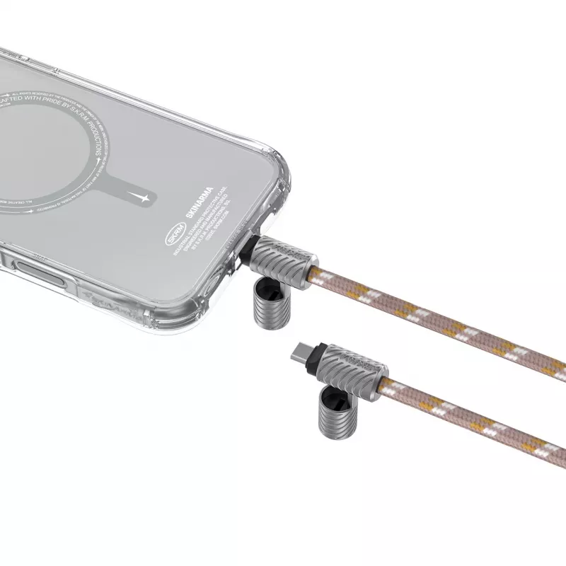 SKINARMA Dyno Ve 2-in-1 puhelimen kaularihma ja kaapeli USB-C - USB-C 80 cm beige