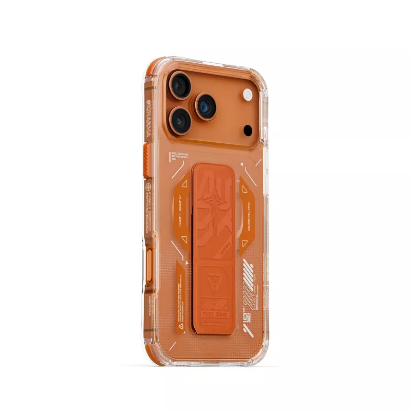 SKINARMA Helio -kotelo iPhone 17 Pro Max magneettilataus + Grip Stand oranssi