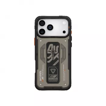 Skinarma Aegis -kotelo iPhone 17 Pro, Magnetic Charging + Grip Stand, harmaa