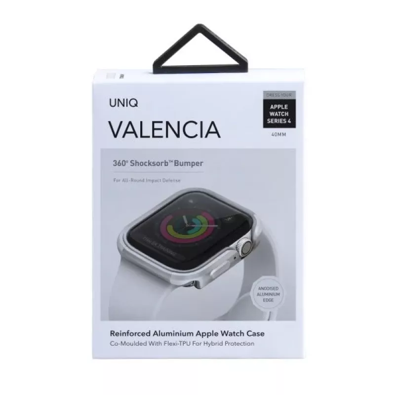 UNIQ Valencia -kotelo Apple Watch Series 4/5/6/SE/SE3 40 mm - Titanium Silver