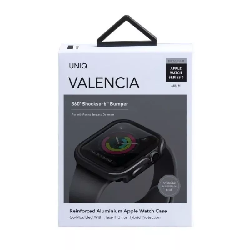 UNIQ Valencia Apple Watch Series 4/5/6/SE/SE3 40 mm -kotelo Gunmetal Grey