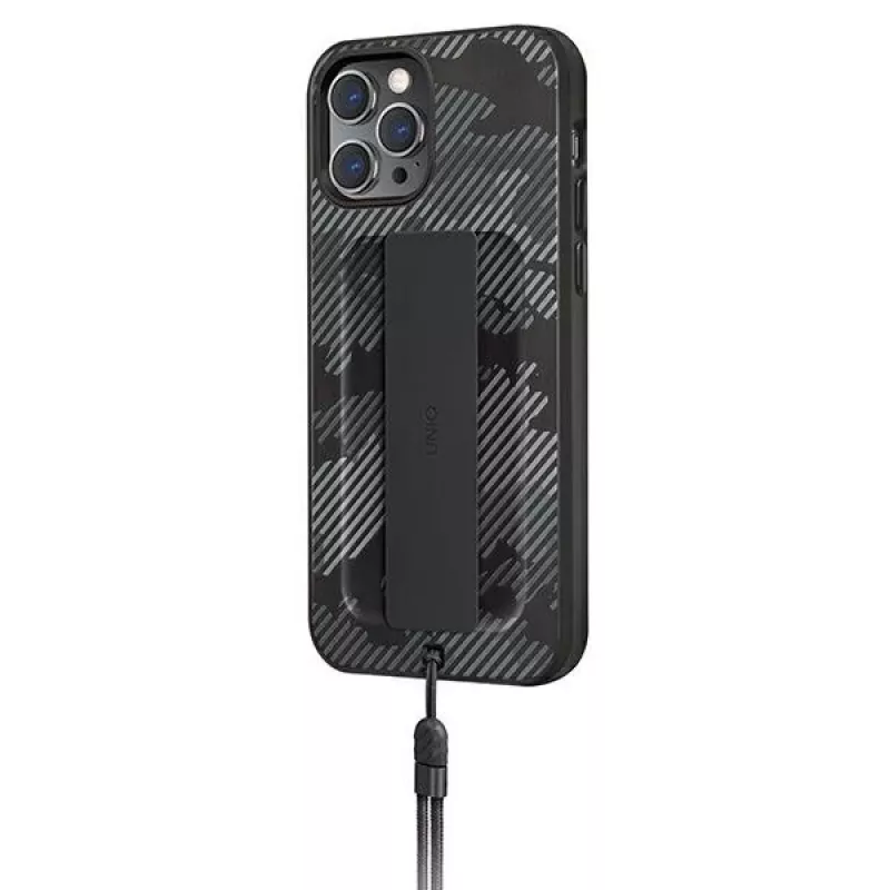 UNIQ Heldro -kotelo iPhone 12 Pro Max 6,7 tuumalle Charcoal Camo Antimicrobial