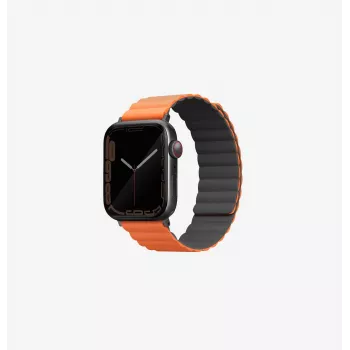 UNIQ Revix käännettävä magneettiranneke Apple Watch Series 1/2/3/4/5/6/7/8/9/SE/SE2/SE3/Ultra/Ultra 2/Ultra 3 42/44/45/49 mm - harmaa/oranssi