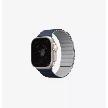 UNIQ Revix käännettävä magneettiranneke Apple Watch Series 1/2/3/4/5/6/7/8/9/SE/SE2/SE3 38/40/41 mm valkoinen-sininen