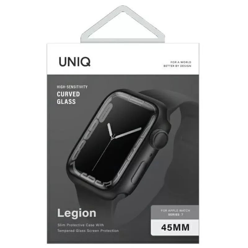 UNIQ Legion Apple Watch -kotelo Series 7/8/9 45 mm musta