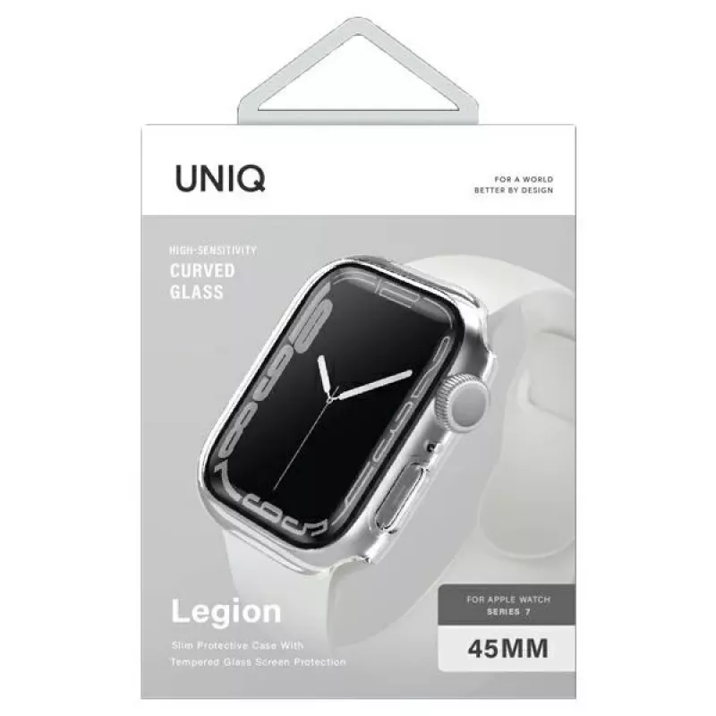 UNIQ Legion -kotelo Apple Watch Series 7/8/9 45 mm läpinäkyvä