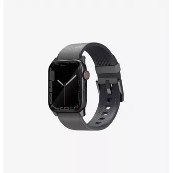 UNIQ Straden Leather Hybrid -ranneke Apple Watch Series 1/2/3/4/5/6/7/8/9/10/11/SE/SE2/SE3/Ultra/Ultra 2/Ultra 3 42/44/45/49mm - harmaa