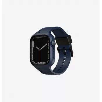 UNIQ Monos 2in1 Apple Watch -ranneke ja kotelo Series 4/5/6/7/8/9/SE/SE2/SE3 44/45mm tummansininen