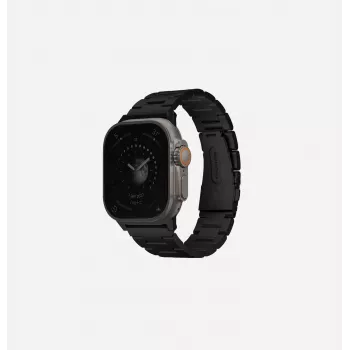 UNIQ Osta Apple Watch -ranneke 42/44/45/49mm ruostumattomasta teräksestä valmistettu lenkkiranneke yönmusta