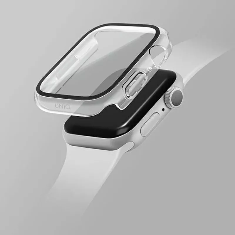 UNIQ Nautic suojakotelo Apple Watch Series 7/8/9 45mm, kirkas/läpinäkyvä