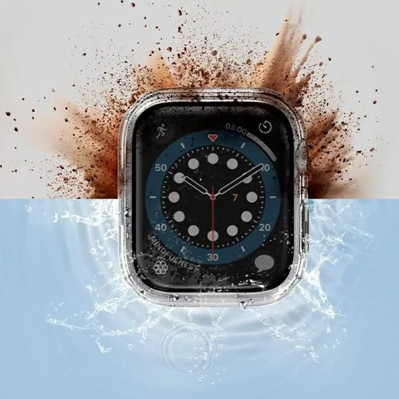 UNIQ Nautic suojakotelo Apple Watch Series 7/8/9 45mm, kirkas/läpinäkyvä