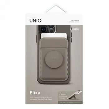 UNIQ Flixa magneettinen korttilompakko ja tuki Flint Grey MagSafe
