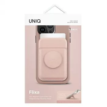 UNIQ Flixa magneettinen korttilompakko jalustalla Blush Pink MagSafe