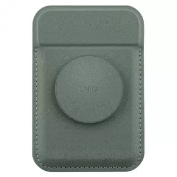 UNIQ Flixa magneettinen korttilompakko jalustalla Lichen Green MagSafe