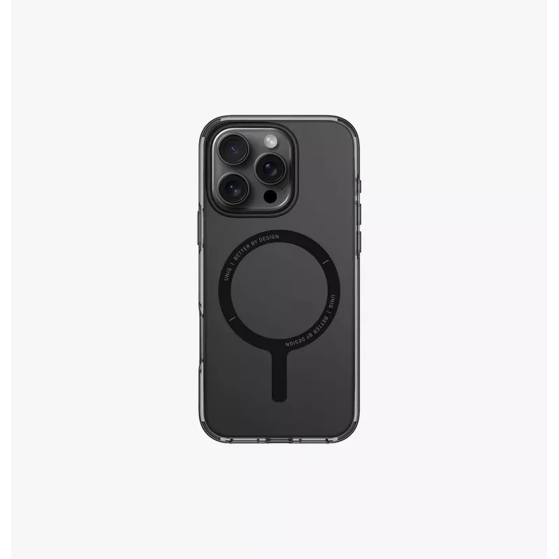 UNIQ Clario -kotelo iPhone 16 Pro 6,3 inch MagClick-lataus smoke