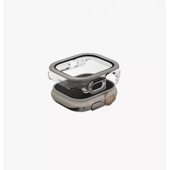 UNIQ Voute -kotelo Apple Watch Ultra 49 mm karkaistulla lasisuojalla, hopea