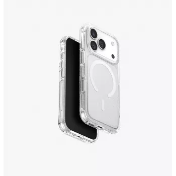 UNIQ LifePro Xtreme MagClick latauskuori laitteelle iPhone 17 Pro, läpinäkyvä/glitter