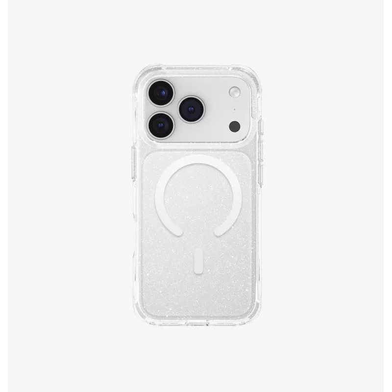 UNIQ LifePro Xtreme MagClick latauskuori laitteelle iPhone 17 Pro, läpinäkyvä/glitter