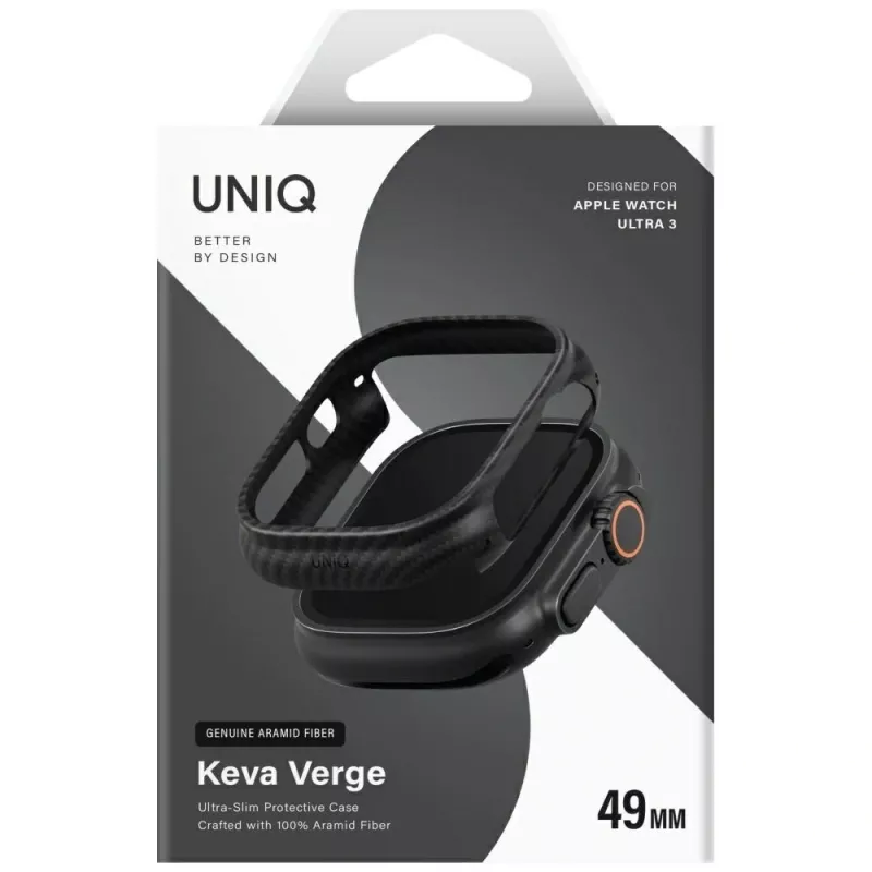 UNIQ Keva Verge -kotelo Apple Watch Ultra / Ultra 2 / Ultra 3 49 mm, musta