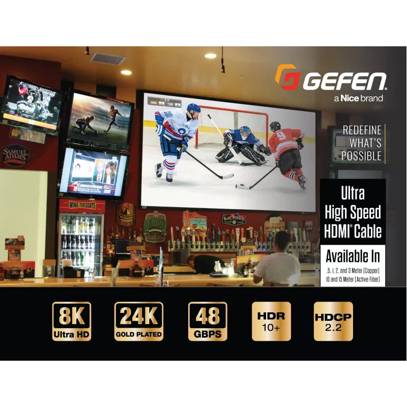 Gefen GEF-CAB-HS-HDMI-2M HDMI 2.1 -kaapeli 2 m musta 48 Gbit/s 3D