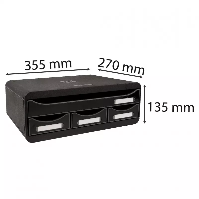 Exacompta TOOLBOX MINI laatikosto 4 laatikkoa A4 355 x 270 x 134 mm musta (319714D)
