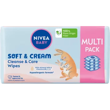 NIVEA Baby Soft & Cream kosteuspyyhkeet 4x57