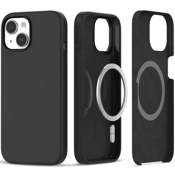 Tech-Proteckt silikoni MagSafe -kotelo iPhone 15 matta musta
