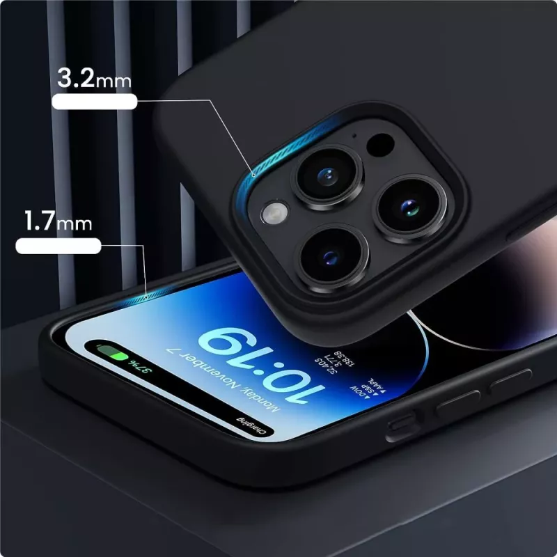Tech-Proteckt silikoni MagSafe -kotelo iPhone 15 matta musta