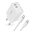 TECH-PROTECT C35W 2-porttinen verkkolaturi PD 35W + Lightning-kaapeli valkoinen