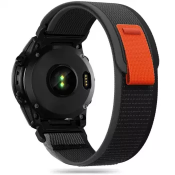 TECH-PROTECT nyloninen kelloranneke Garmin Fenix 5 / 6 / 6 Pro / 7 – musta/oranssi
