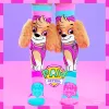 MADMIA Paw Patrol Skye lasten polvisukat 3D-pehmo korvat - pinkki/sininen/valkoinen