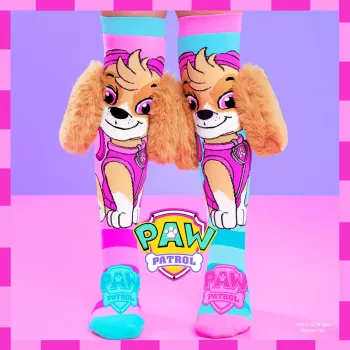MADMIA Paw Patrol Skye lasten polvisukat 3D-pehmo korvat - pinkki/sininen/valkoinen