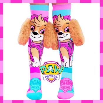 MADMIA Paw Patrol Skye lasten polvisukat 3D-pehmo korvat - pinkki/sininen/valkoinen