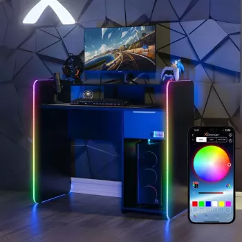 X Rocker 2023269 pelipöytä LED-valoilla, musta