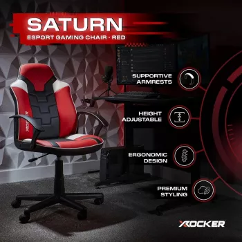 X Rocker Saturn 5120101 pelaajan työtuoli nuorille, enint. 100 kg, musta/punainen
