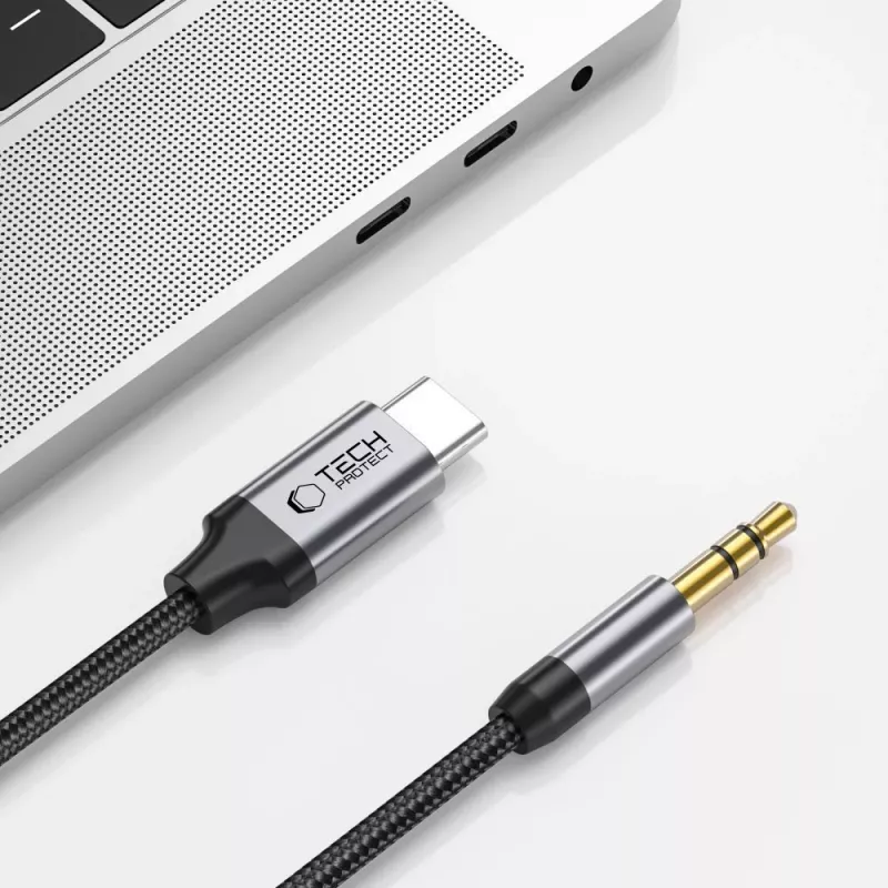 TECH-PROTECT ULTRABOOST USB-C - 3,5 mm miniliitin audiokaapeli 100 cm musta