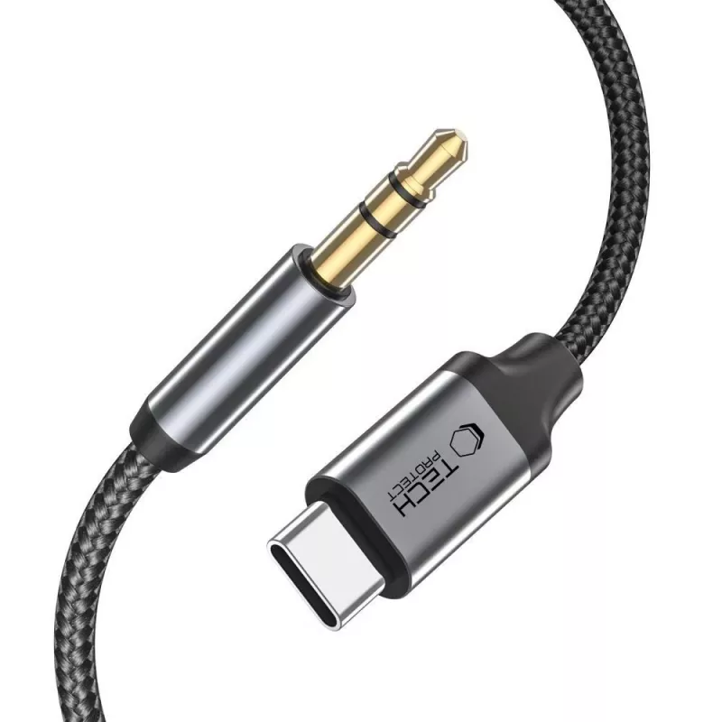 TECH-PROTECT ULTRABOOST USB-C - 3,5 mm miniliitin audiokaapeli 100 cm musta