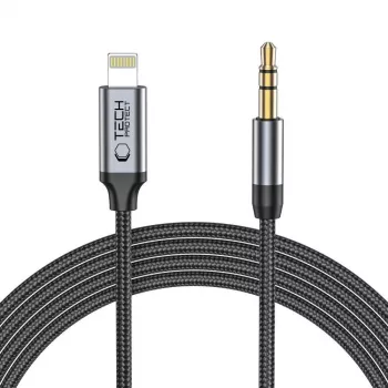 TECH-PROTECT UltraBoost Lightning - AUX miniliitin 3.5mm -kaapeli 100cm musta