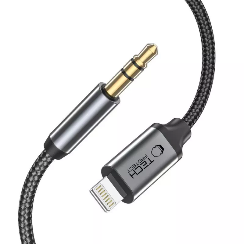 TECH-PROTECT UltraBoost Lightning - AUX miniliitin 3.5mm -kaapeli 100cm musta